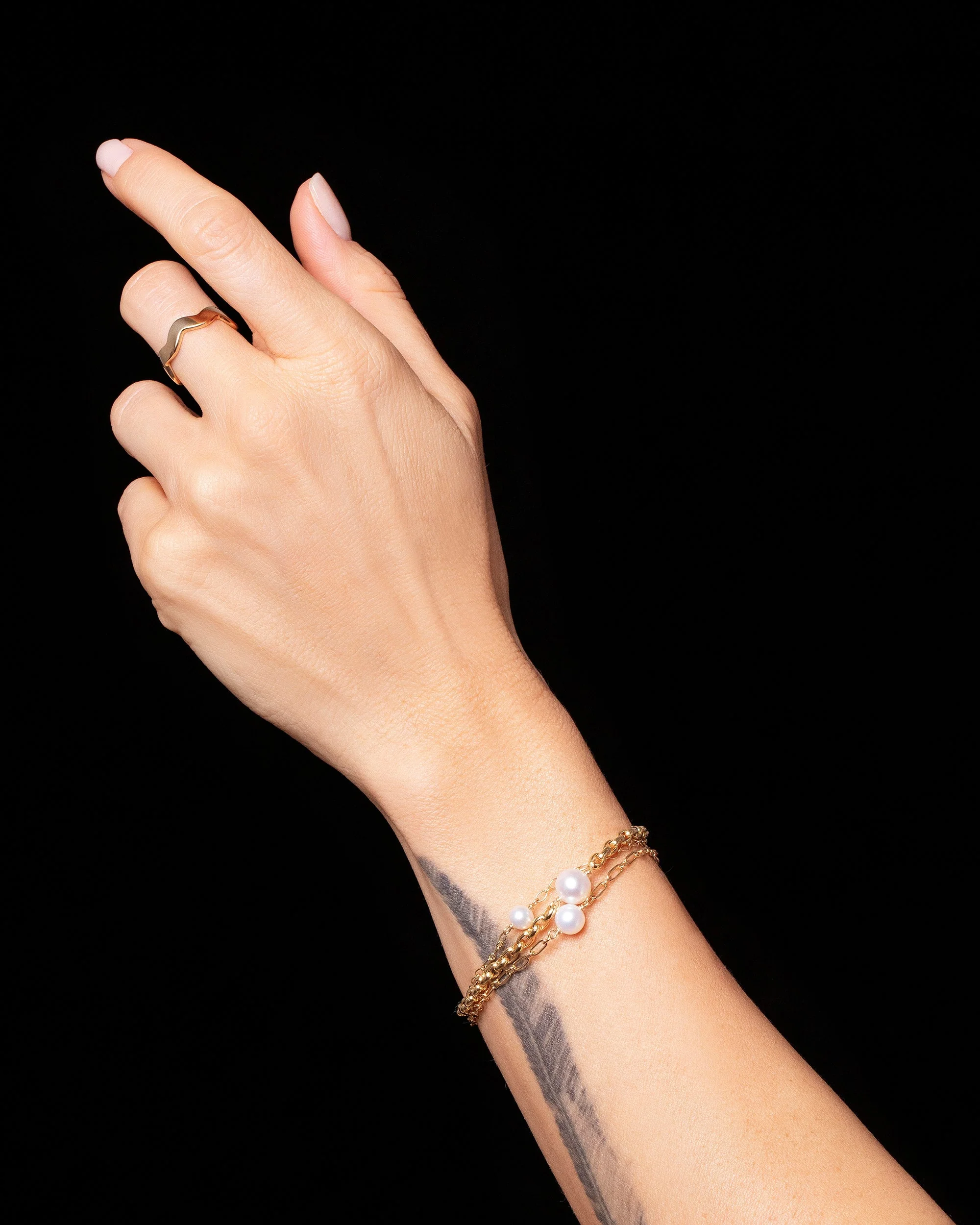 Pearl Station Bracelet Open Oval Chain - Image 6