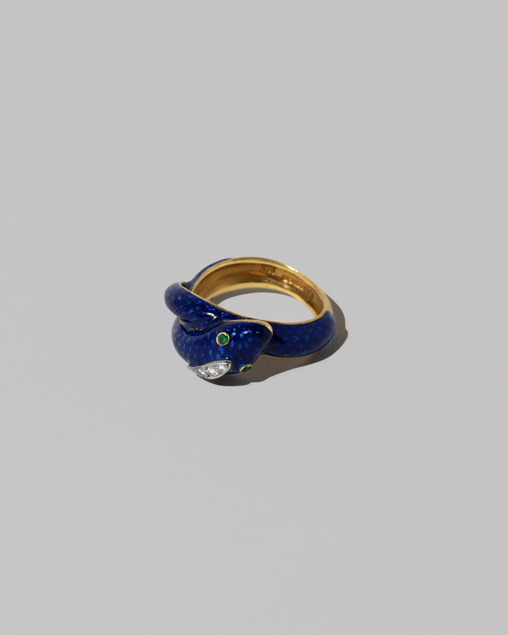 Vintage Cartier Diamond & Emerald Enamel Snake Ring - Image 3