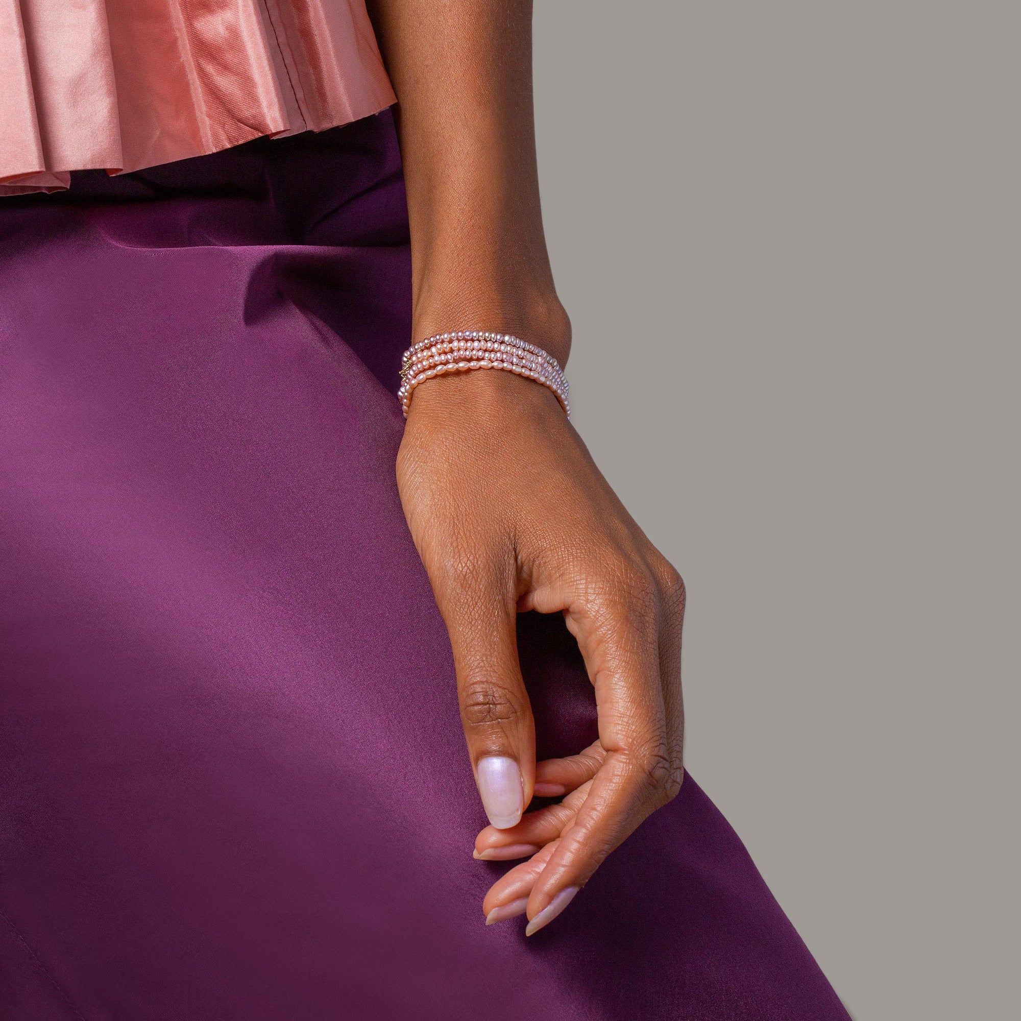 Pink Oval Seed Pearl Bracelet - Image 6