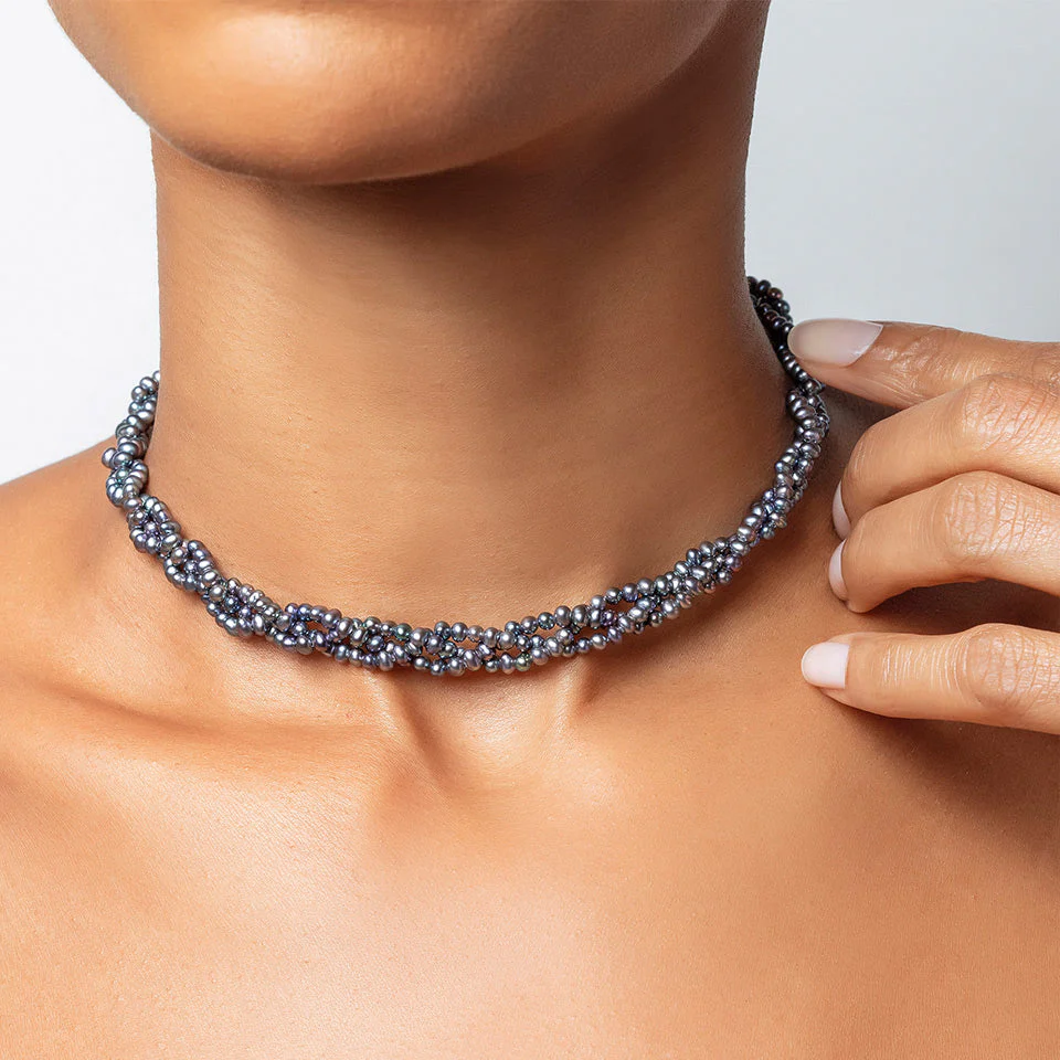 Braided Seed Pearl Choker Necklace - Image 4
