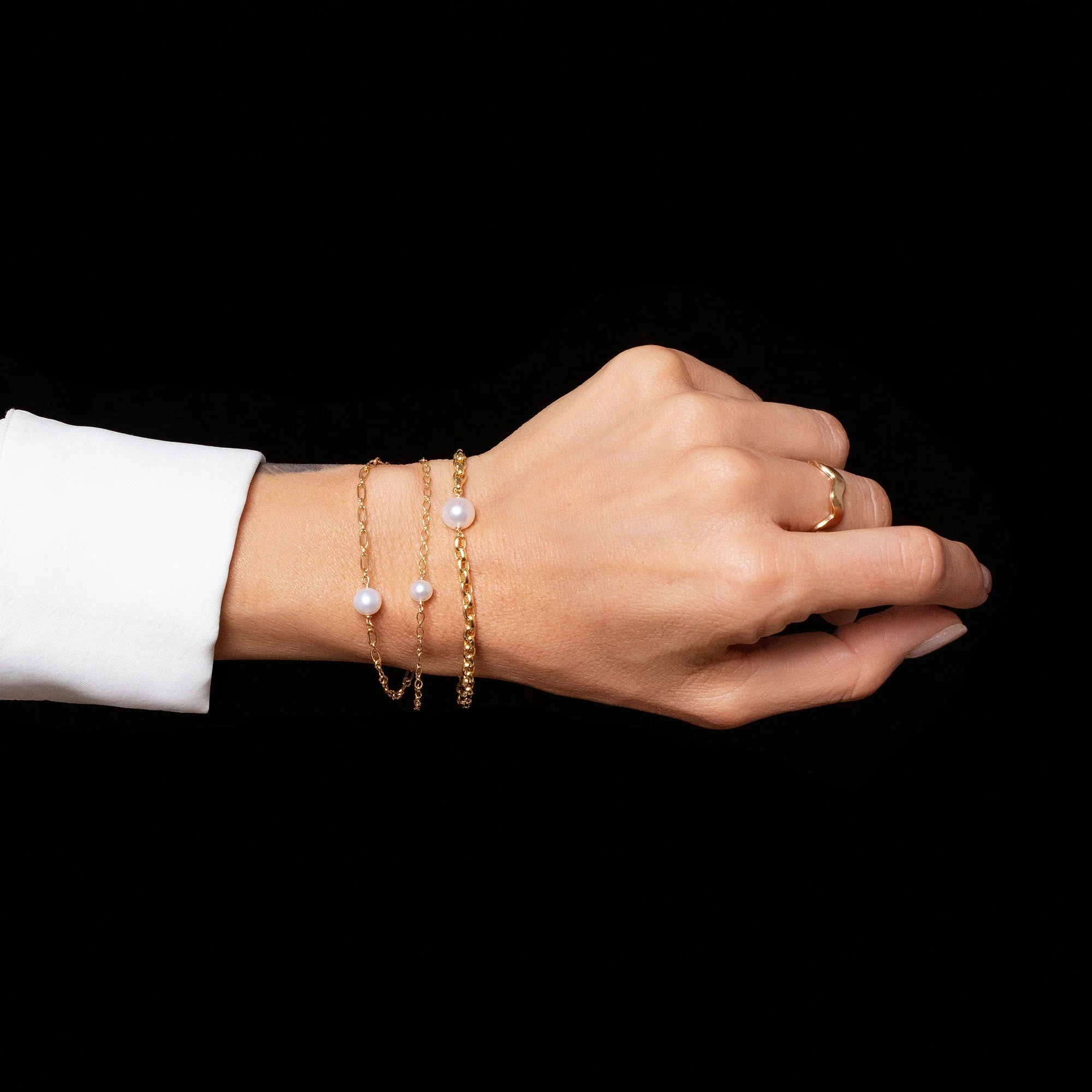 Pearl Station Bracelet Short Loop Chain - Image 8