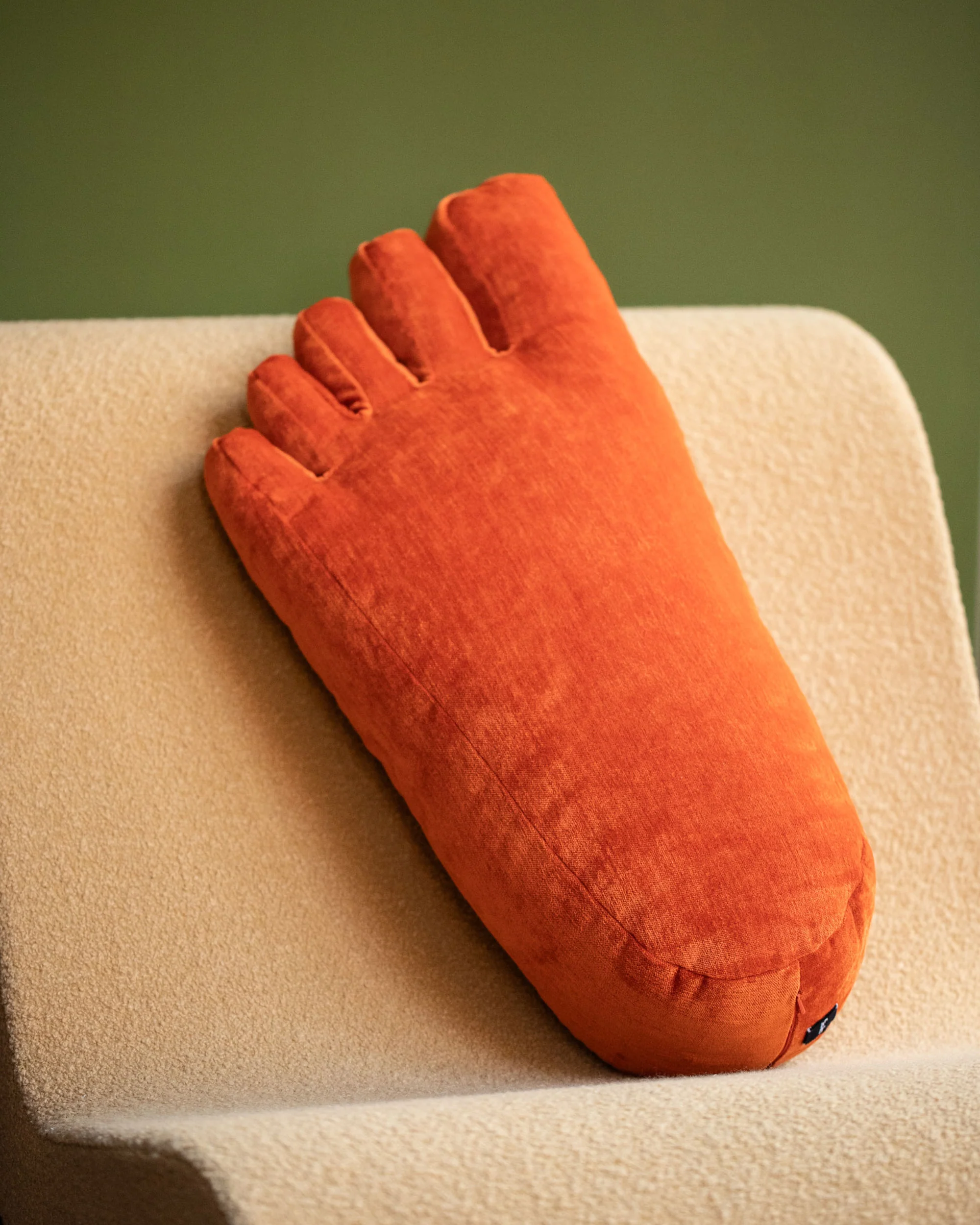 Persimmon Chenille Soft Sculpture Foot Pillow