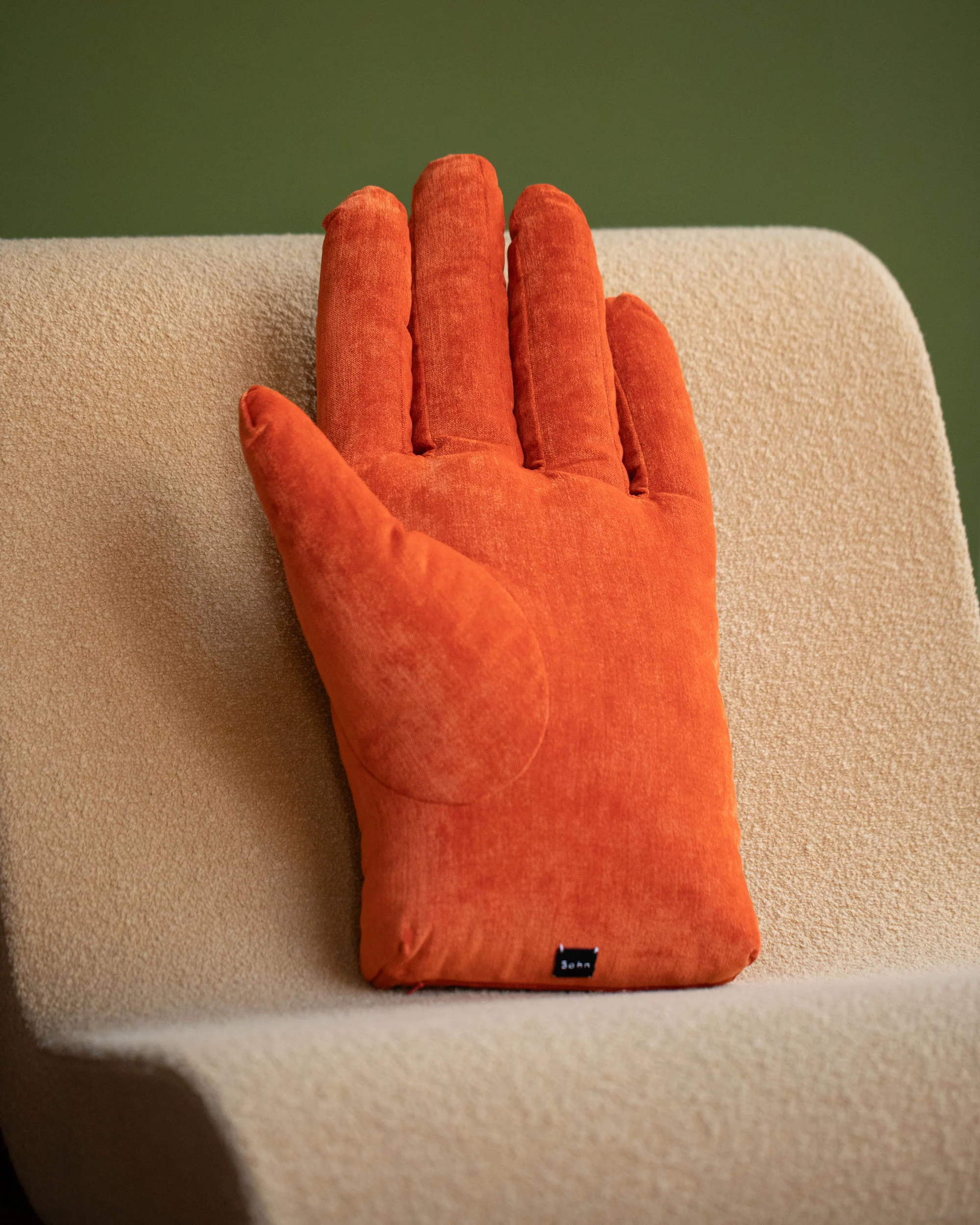 Persimmon Chenille Soft Sculpture Hand Pillow
