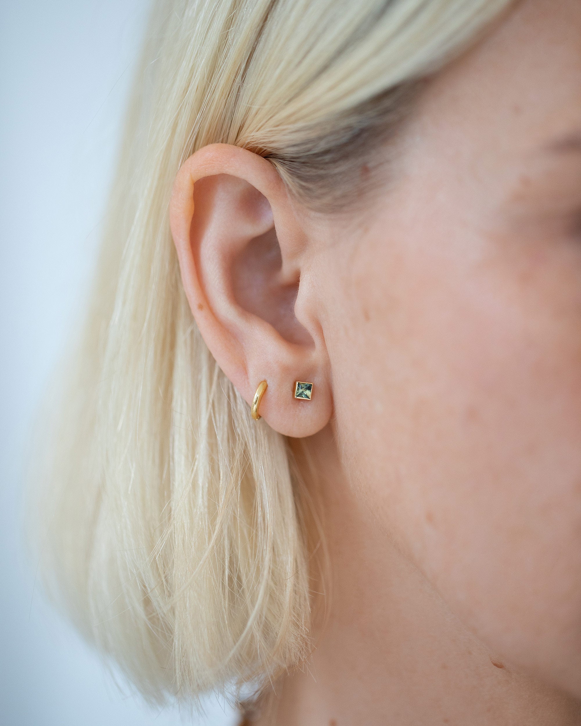 Square Frame Stud Earrings - Anthill Garnet - Image 2