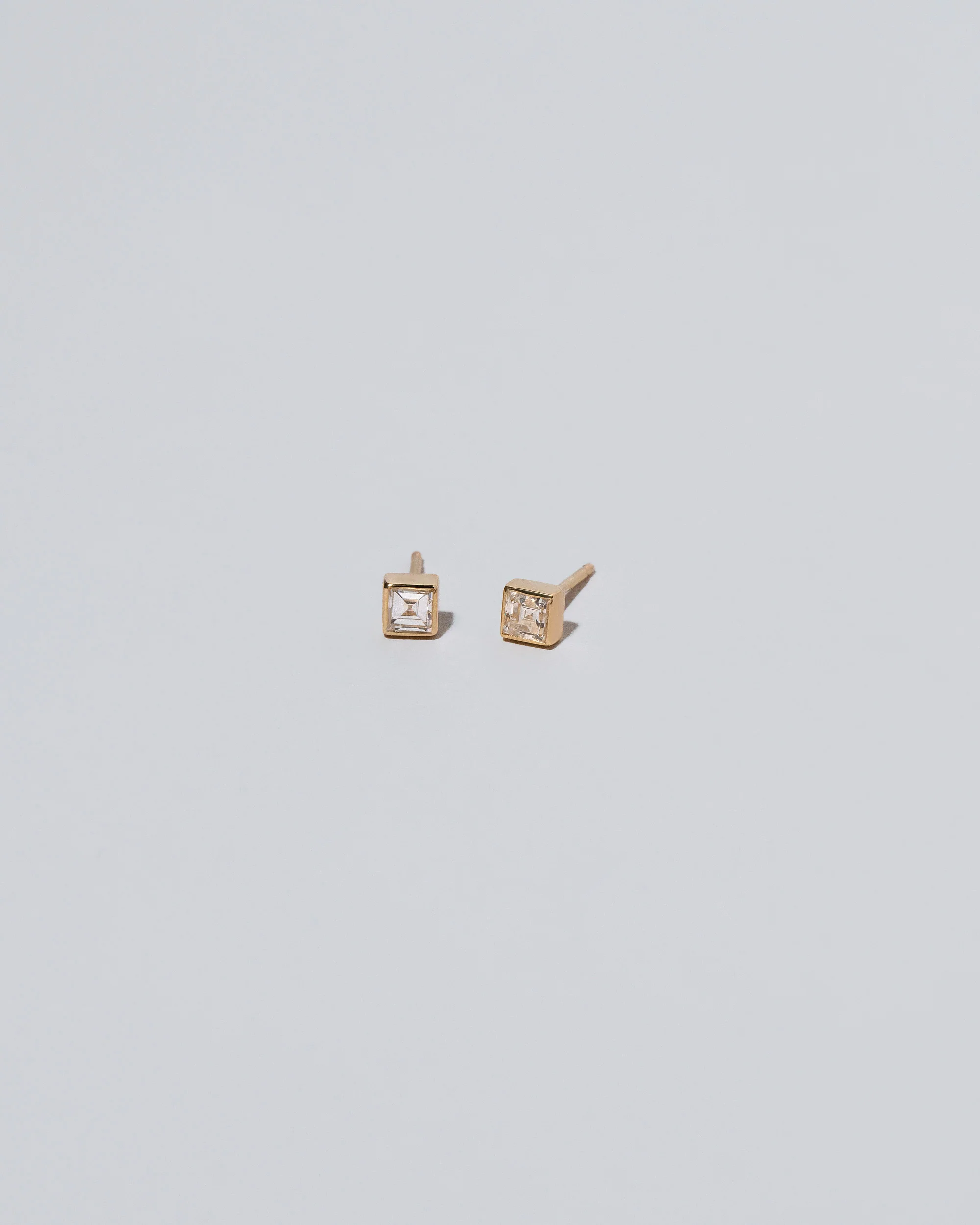 Square Frame Stud Earrings - Petite White Diamond