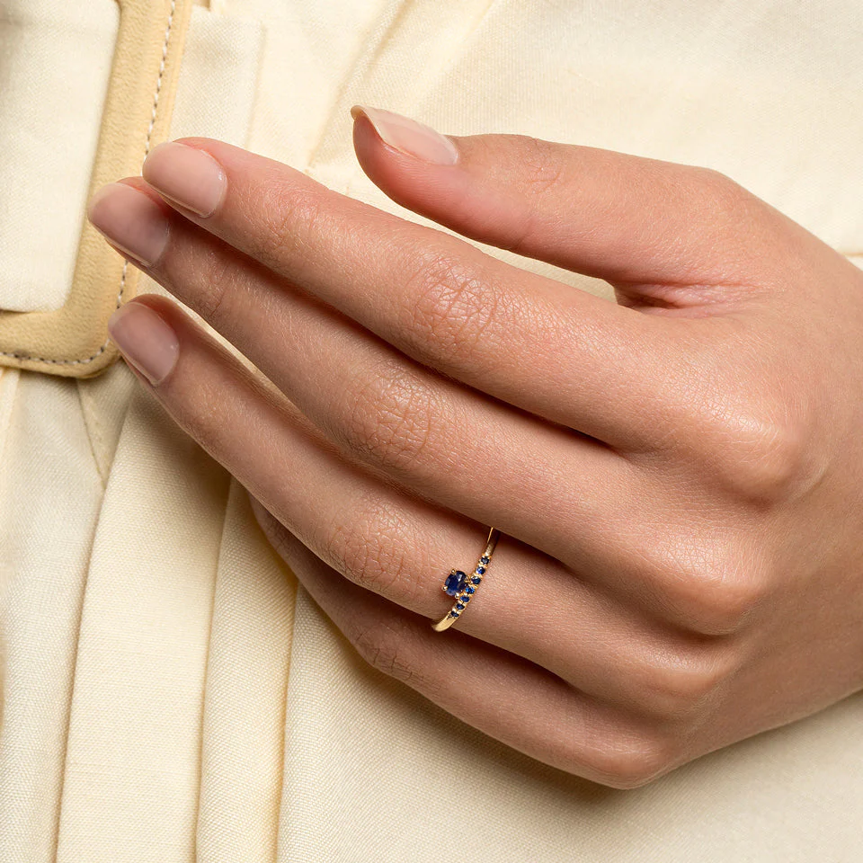 Stacked Ring - Sapphire & Black Diamond - Image 4
