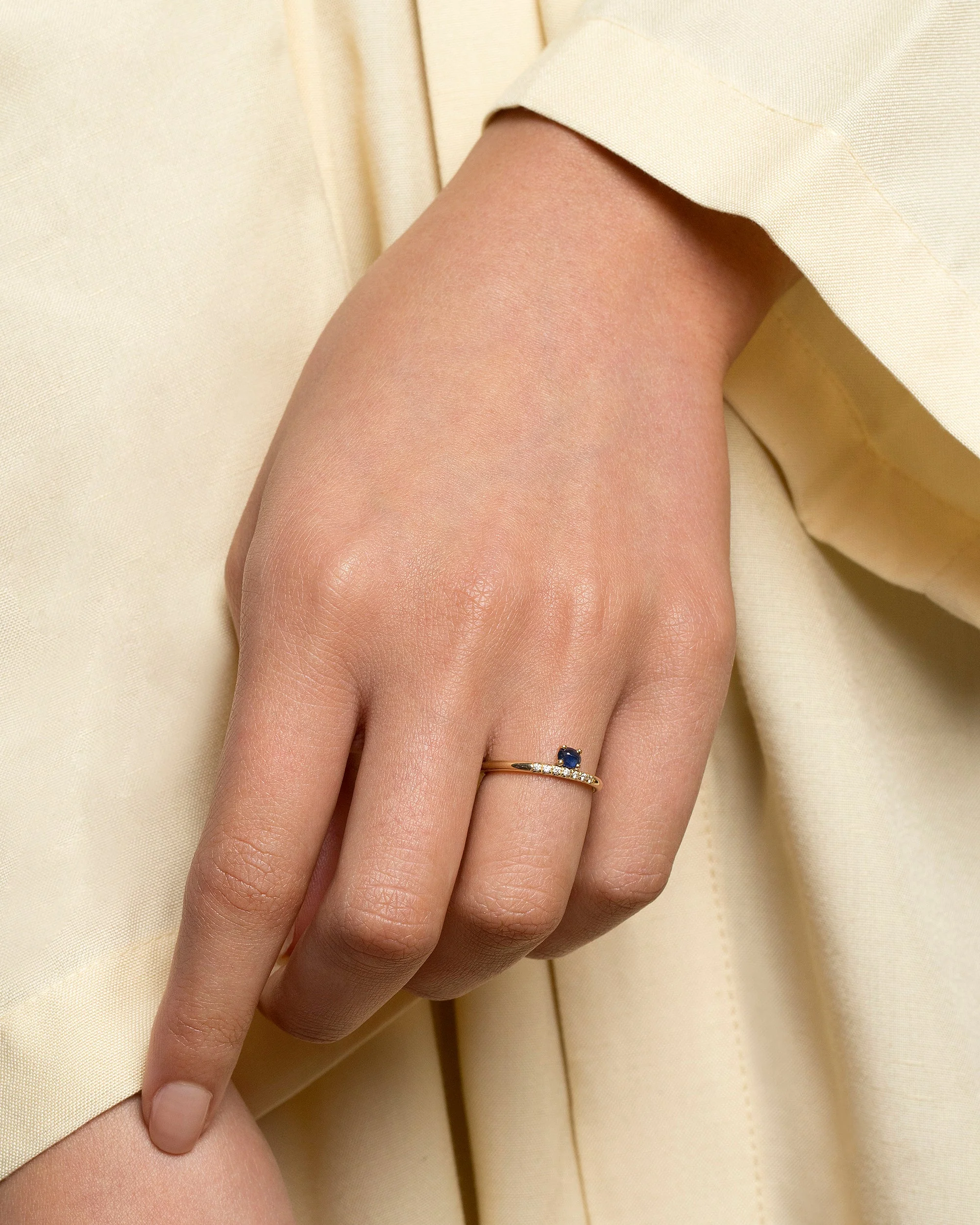 Stacked Ring - Sapphire & White Diamond - Image 3