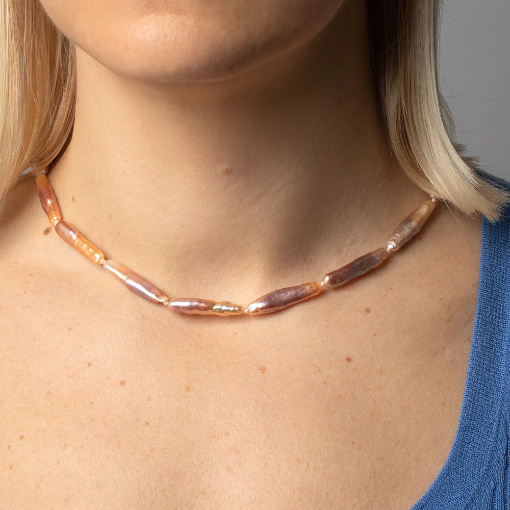 Stick Pearl Strand Necklace - Blush - Image 4