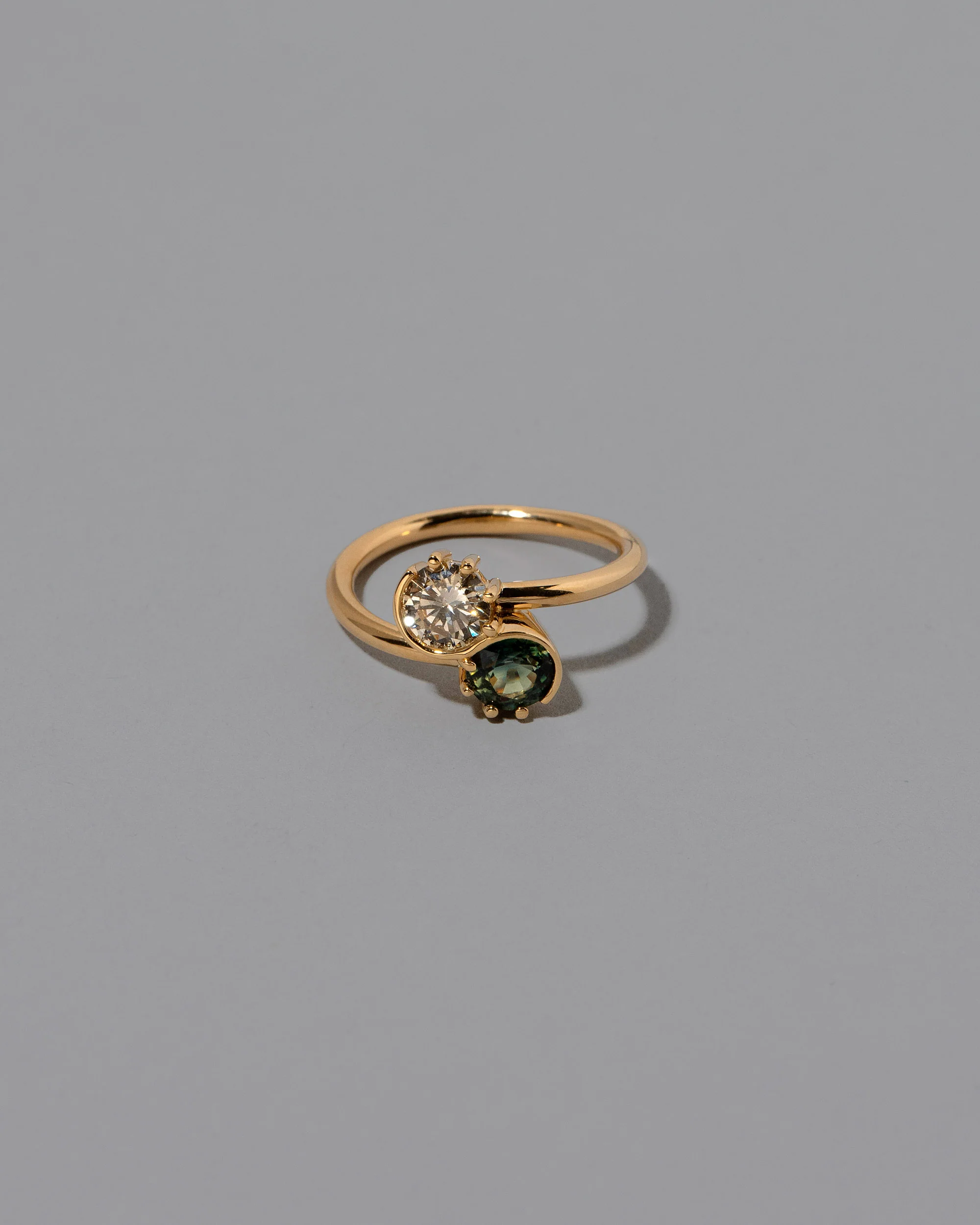 Sun & Moon Union Ring - Sapphire & Champagne Diamond