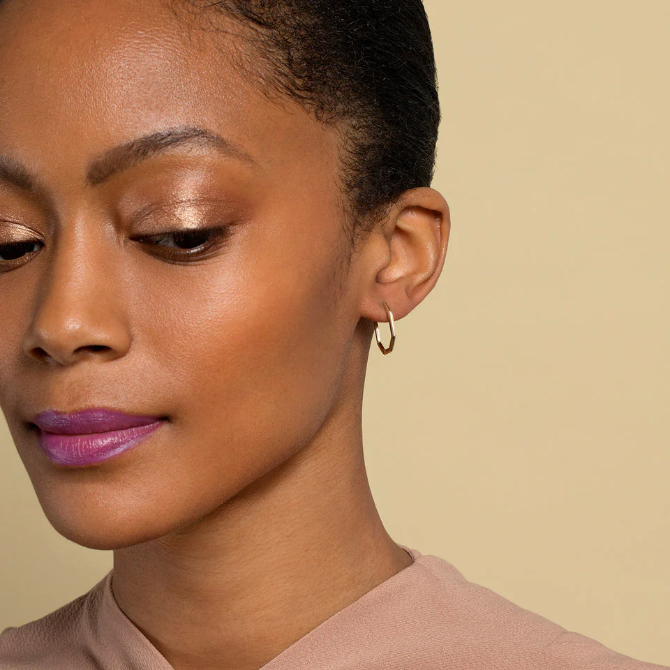 Thin Segmented Hoop Earrings - Image 3