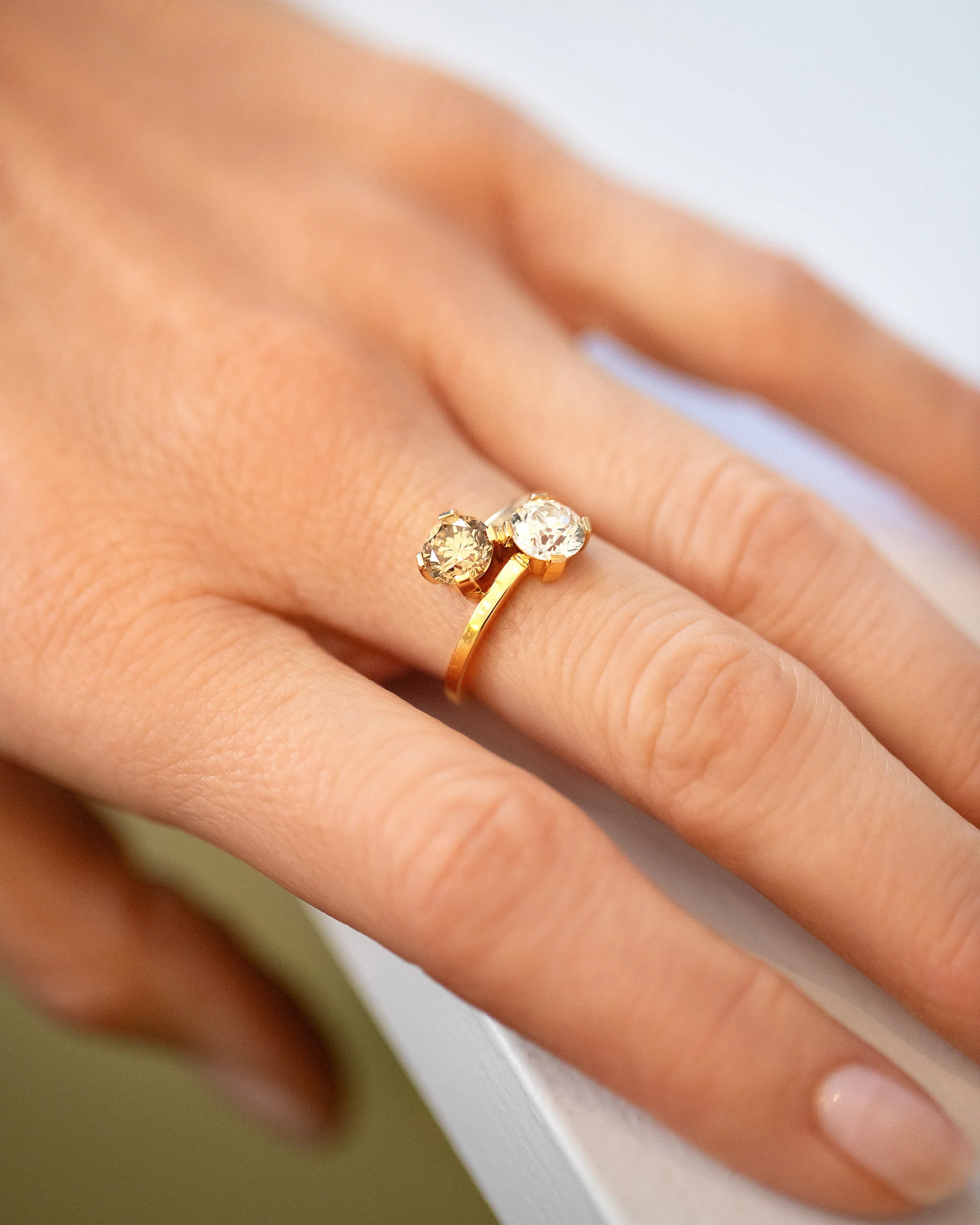Union Ring - Champagne & White Diamond - Image 4