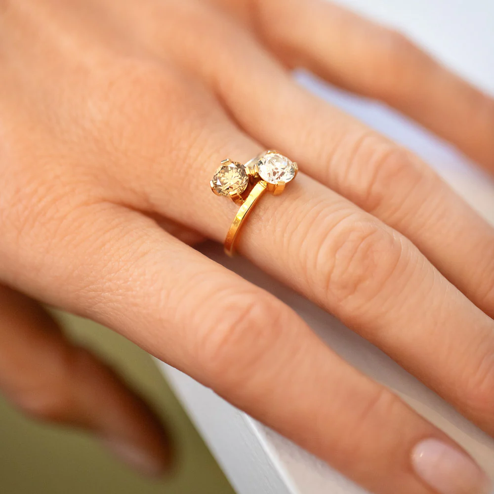 Union Ring - Champagne & White Diamond - Image 5