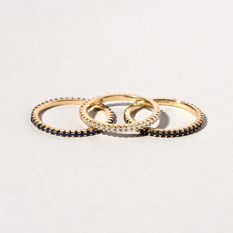 Gear Edge Band in 14k Yellow Gold with Blue Sapphire - sz6.5 x Vault - Image 3