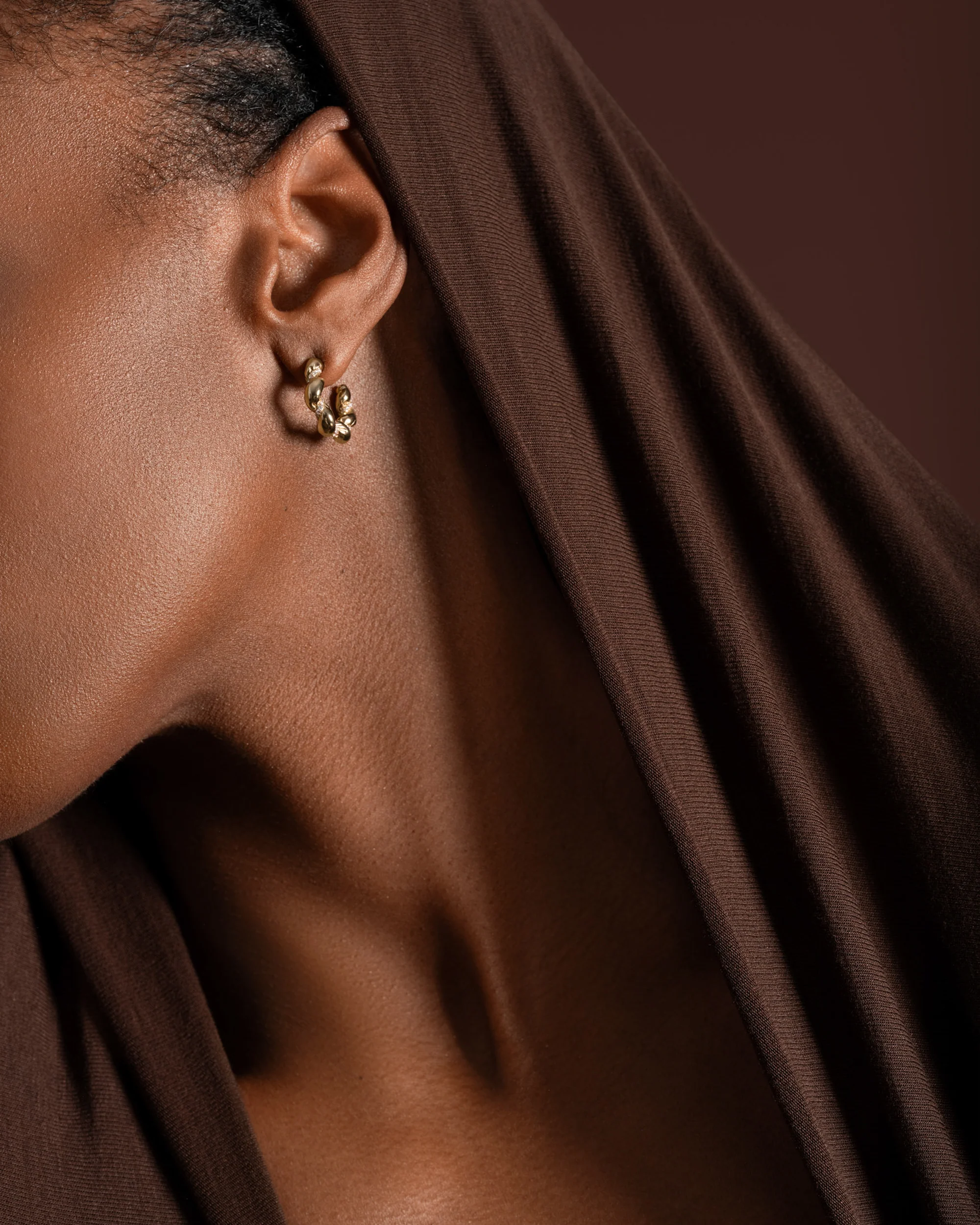 Two Tone Wrapped Hoop Earrings - Image 2