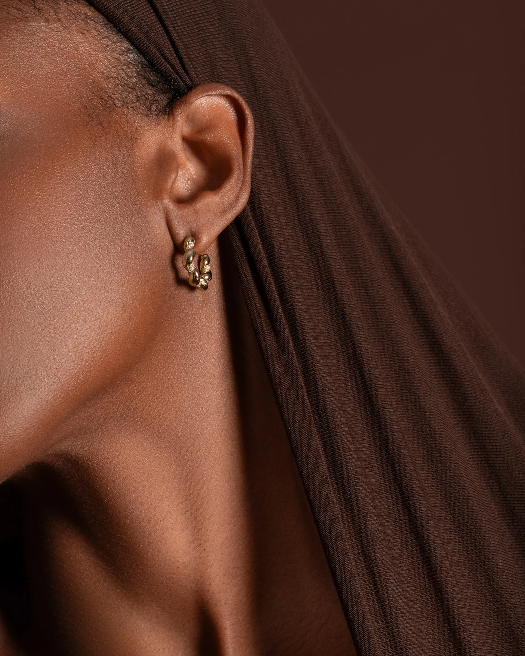 Two Tone Wrapped Hoop Earrings - Image 3